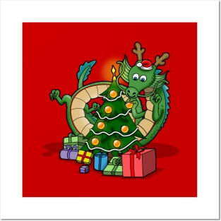 Christmas Anime Funny Dragon Christmas Tree Posters and Art